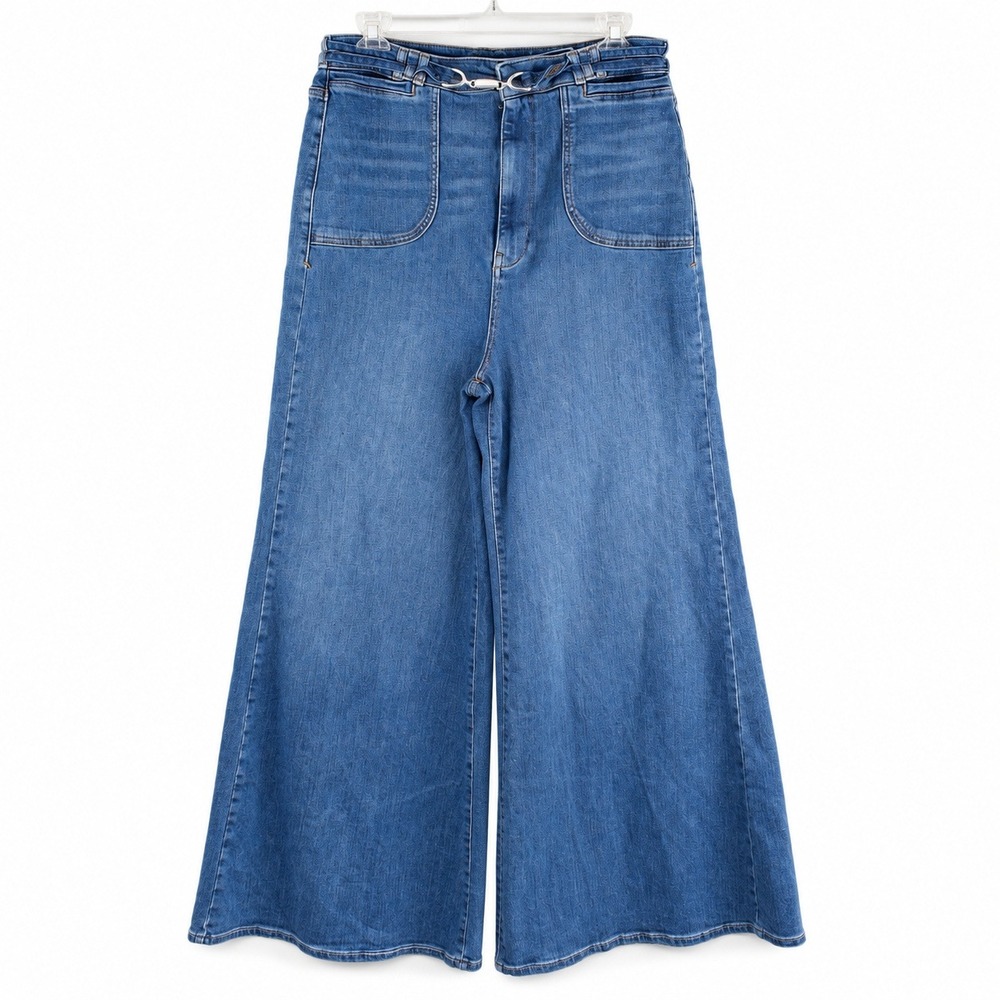 Pilcro and the Letterpress Wide Leg Jeans Medium Wash Clasp Waist Size 32